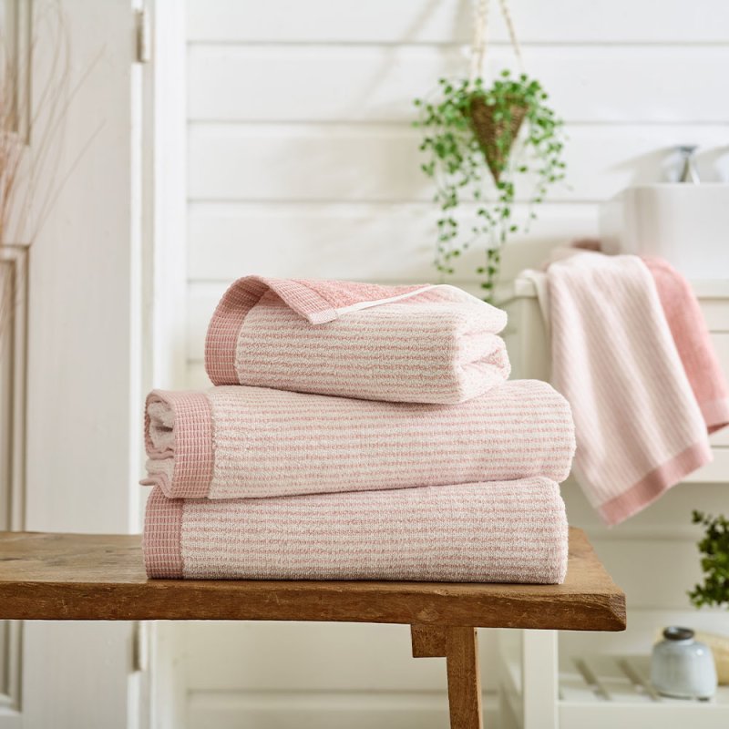 DEYONGS Willow Weave Stripe Bath Sheet Pink Lifestyle