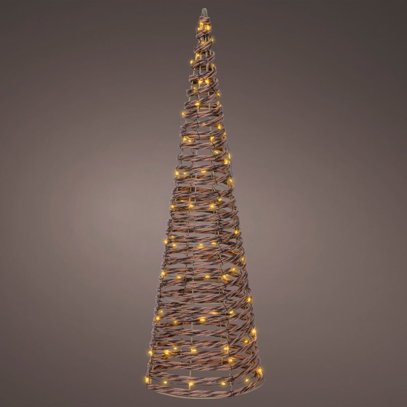 Micro LED Cone Wicker Brown With Classic White Lights 60cm
