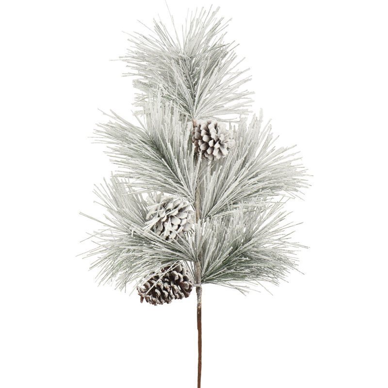 Snowy Spray With Pinecones 80cm