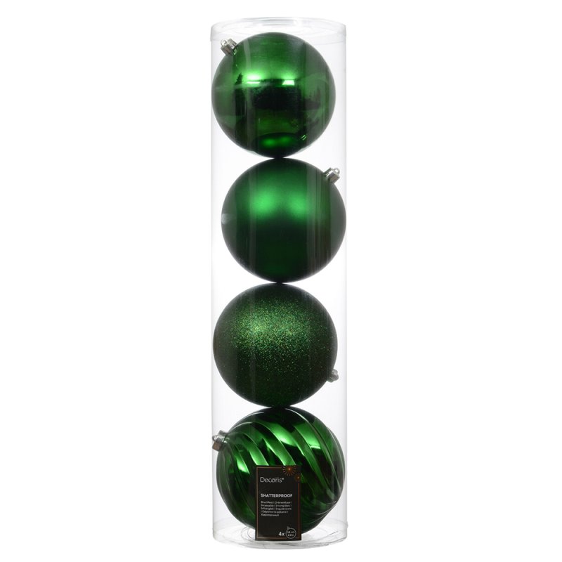 Baubles In Tube Jolly Green 14cm (Set Of 4)