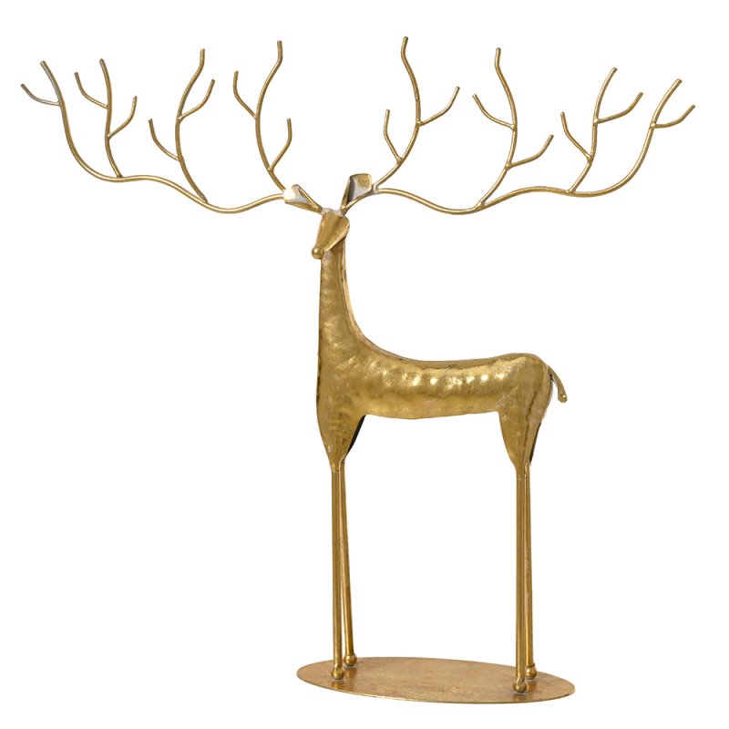 Iron Deer On Stand Gold 44.5cm