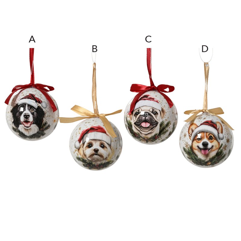 Bauble With Dog Face 8cm (Choice Of 4)