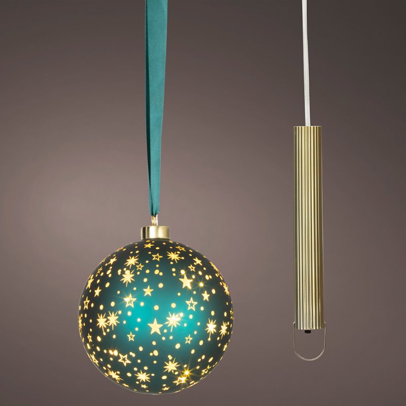 Micro LED Ball Emerald & Warm White Ligths 14cm