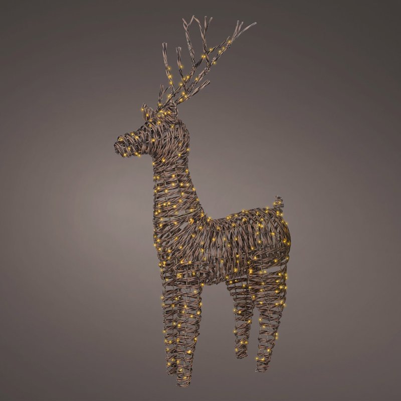 Micro LED Wicker Deer Brown & Classc White Lights 104cm