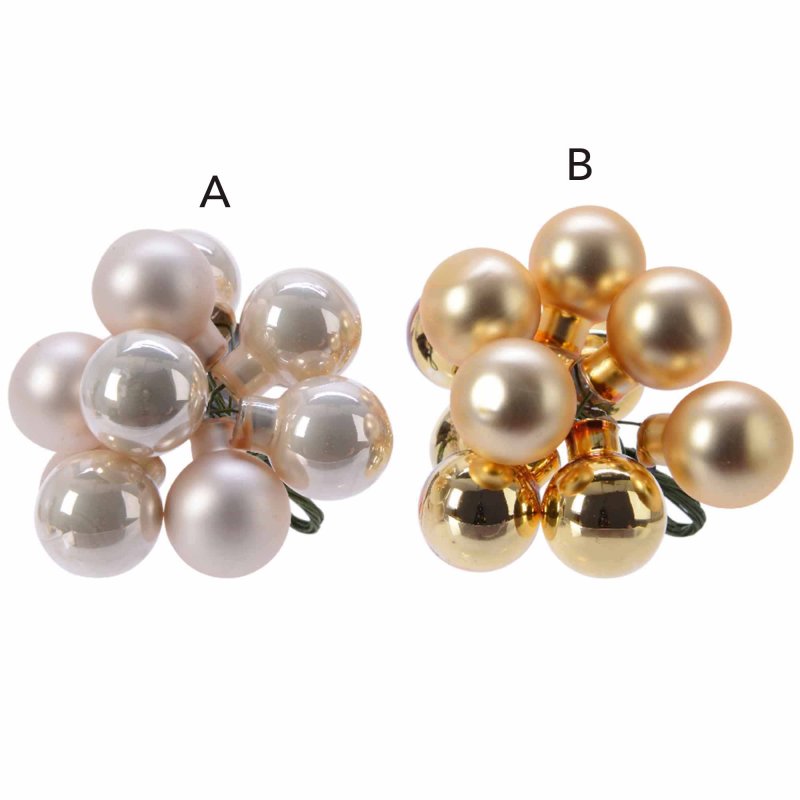Baubles On Wire Pearl & Gold 2cm (Choice Of 2)