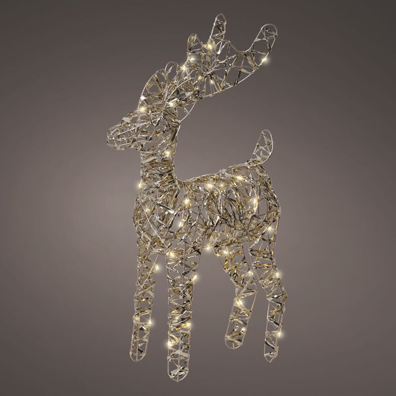 Micro LED Metal Deer Gold & Warm White Lights 37cm