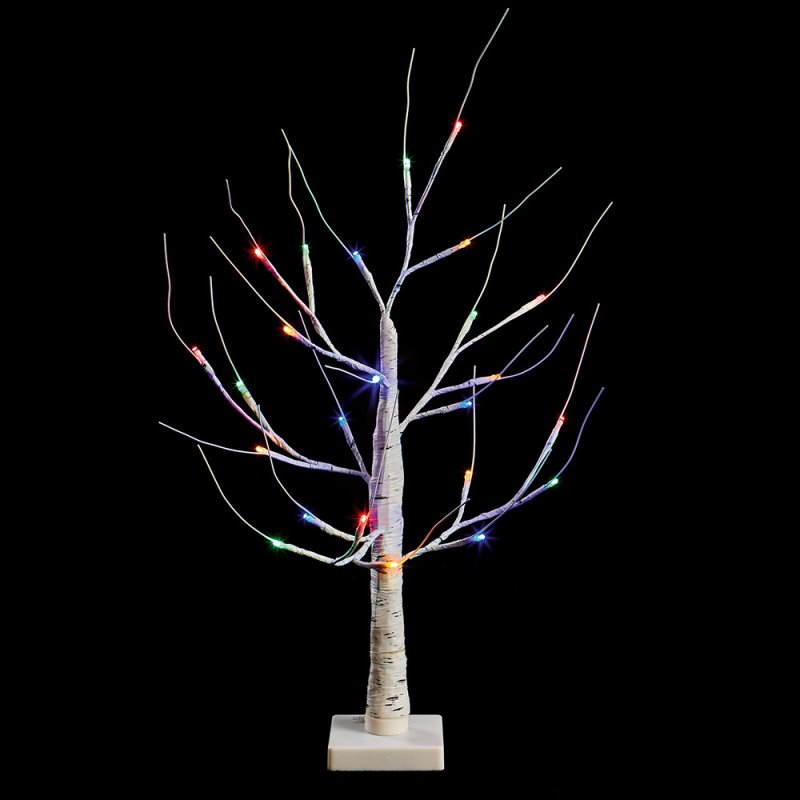 60cm/2ft LED Birch Christmas Tree Multi-Coloured