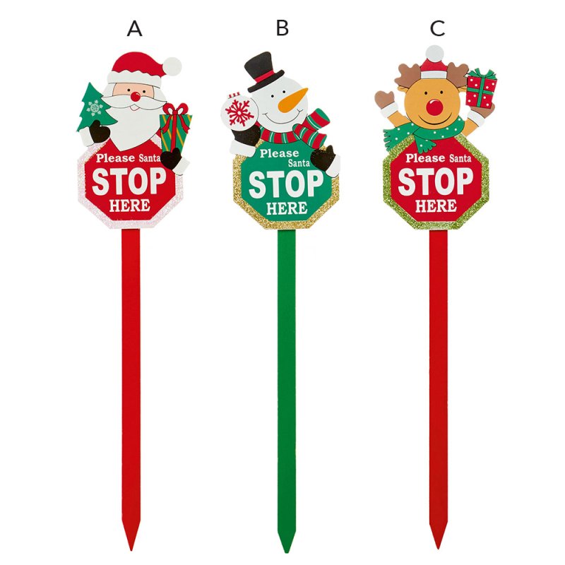 Wooden Santa Stop Here Sign 49cm (Choice of 3)