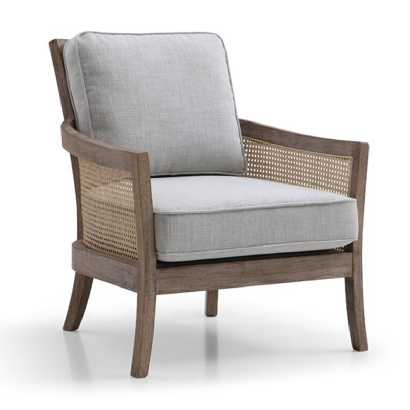Castile Armchair With Cream Linen Fabric Seat & Back Cushions