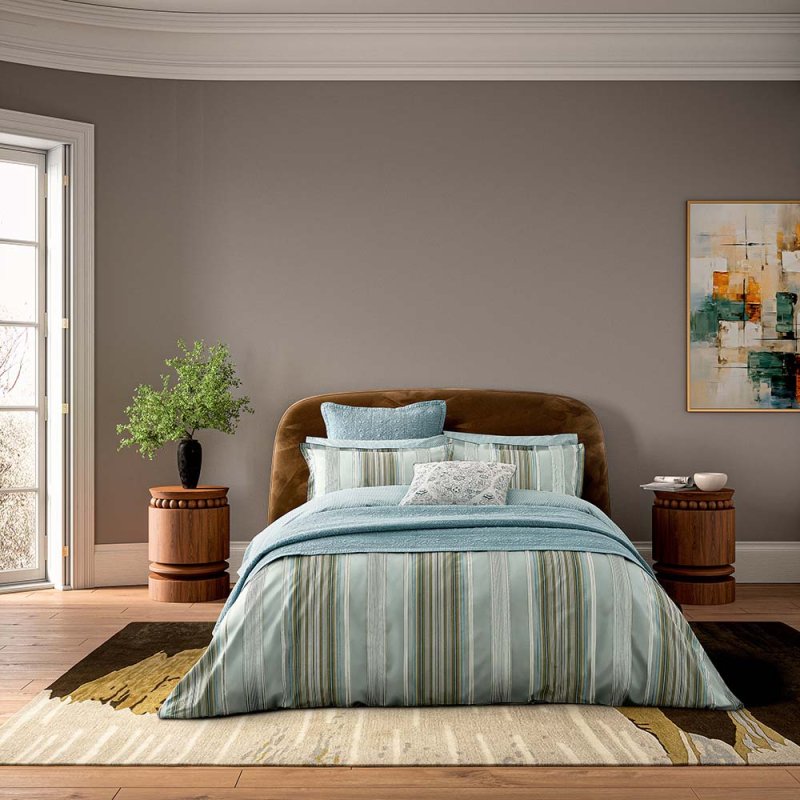 Bedeck Of Belfast Oscar Reversible Double Duvet Cover Set Teal & Olive