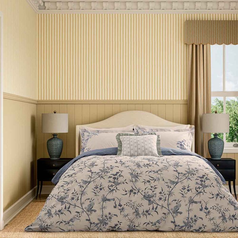Sanderson X National Trust Paradise Woods Toile Reversible Single Duvet Cover Set Woad