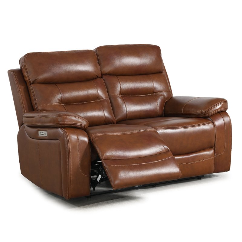 Bassano 2 Seater Electric Reclining Sofa Leather Tan