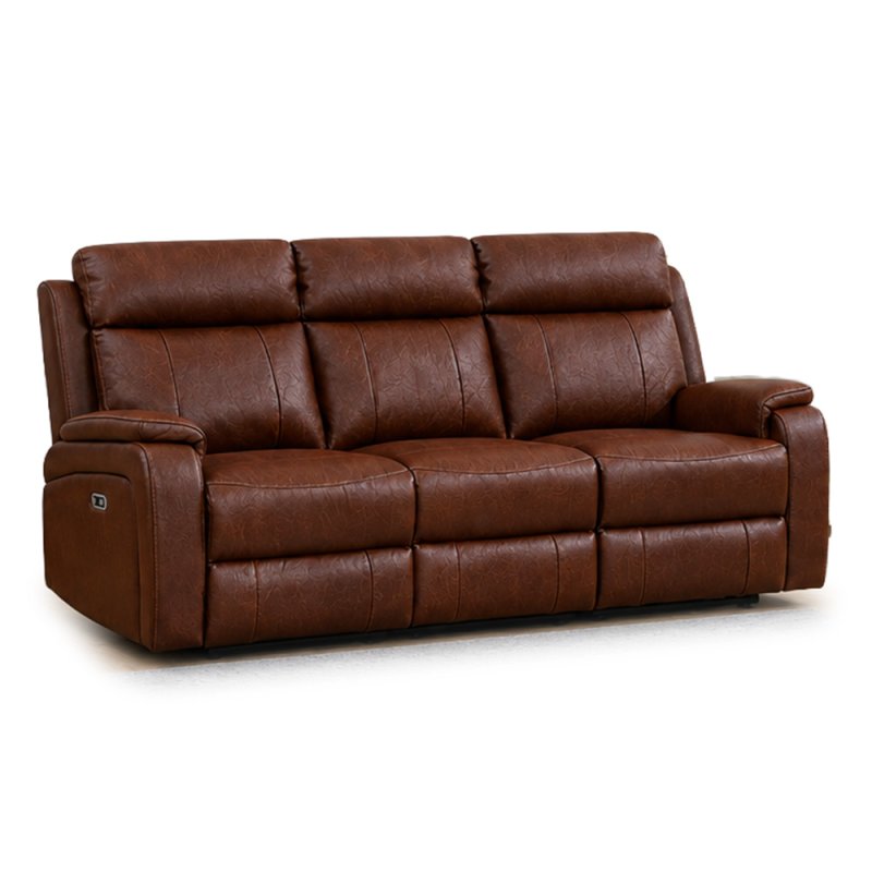 Formello 3 Seater Electric Reclining Sofa Leather Tan