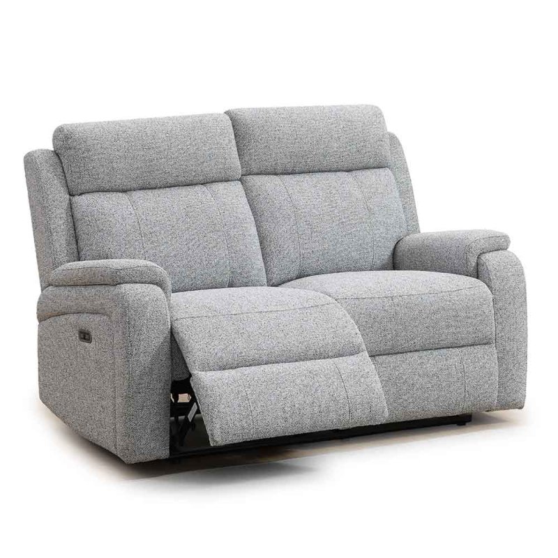 Formello 2 Seater Electric Reclining Sofa Fabric Silver