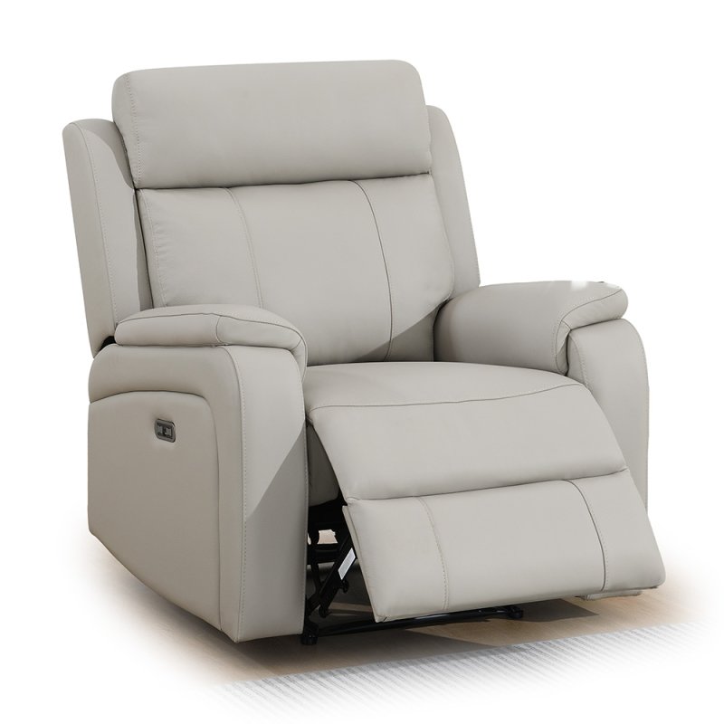 Formello Electric Reclining Armchair Leather Light Grey