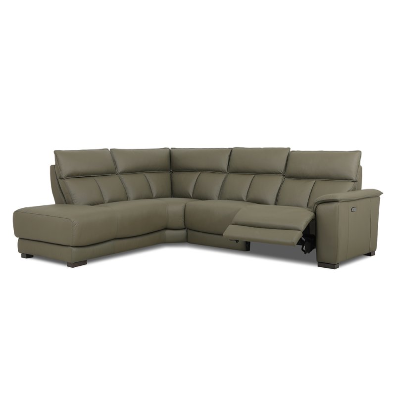 Tuscany 4+ Seater Electric Reclining Corner Sofa With Terminal Chaise LHF Leather Category 20 BX/NW