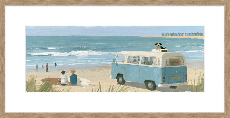 Watching The Waves 62cm x 32cm Picture By Lucy Heart Wooden Frame