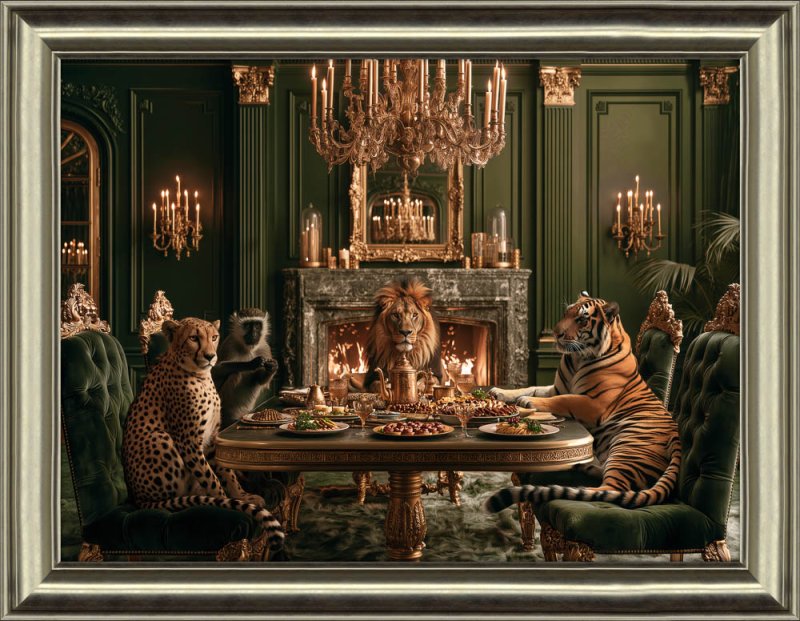 Noble Feast 116cm x 90cm Picture Silver Frame