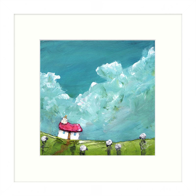 Hustling Clouds 33.5cm x 33.5cm Picture By Geoff Beckett White Frame