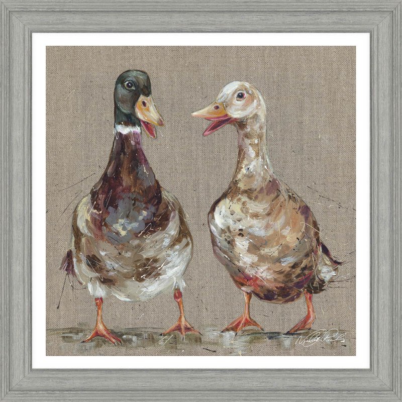 Happy Talk 35cm x 35cm Picture By Nicola Jane Rowles Grey Frame