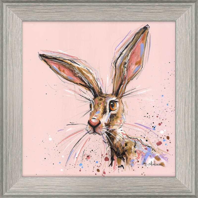 Pink Lady Small 25cm x 25cm Picture By Ashley Saunders Grey Frame