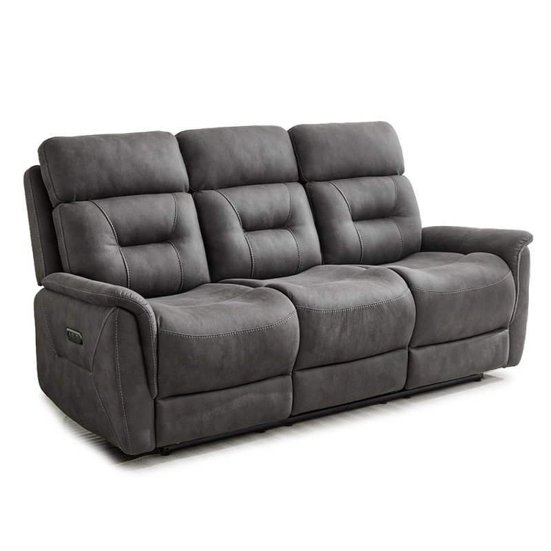 Francesco 3 Seater Electric Reclining Sofa Faux Suede Grey
