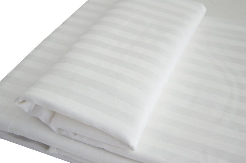 Hotel Stripe Double Flat Sheet White
