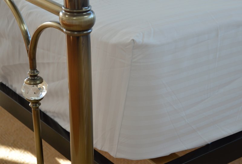 Hotel Stripe Double Fitted Sheet (15") Platinum