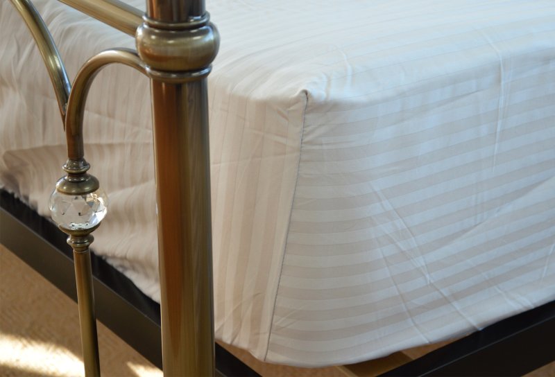 Hotel Stripe Double Fitted Sheet (15") White
