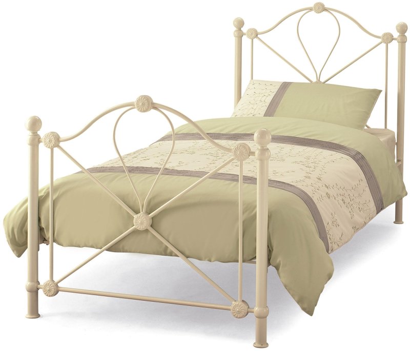 Lyon Metal Single (90cm) Bedstead Ivory Gloss