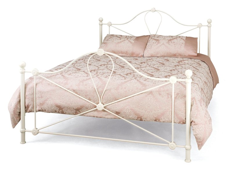 Lyon Metal Small Double (120cm) Bedstead Ivory Gloss