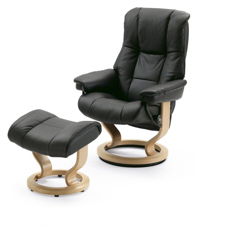 Stressless Mayfair Small Chair With Classic Base + Footstool Noblesse Leather