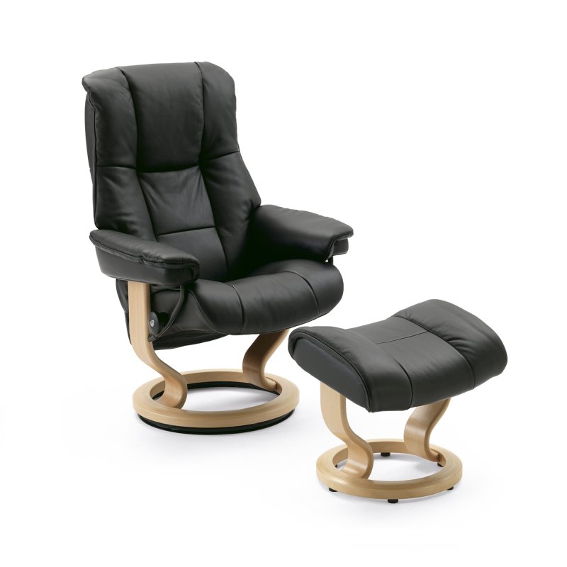 Stressless Mayfair Medium Chair With Classic Base + Footstool Batick Leather