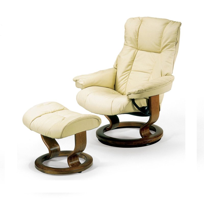 Stressless Mayfair Medium Chair With Classic Base & Footstool Paloma Leather