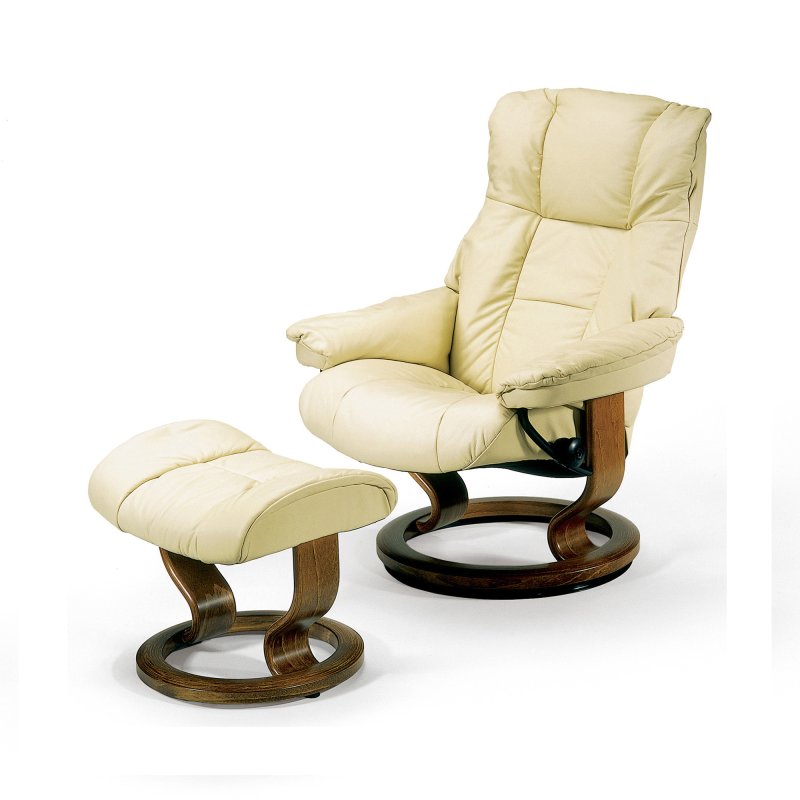 Stressless Mayfair Medium Chair With Classic Base + Footstool Paloma Leather