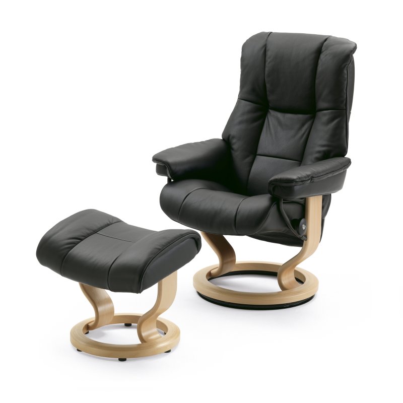 Stressless Mayfair Large Chair With Classic Base + Footstool Paloma Leather