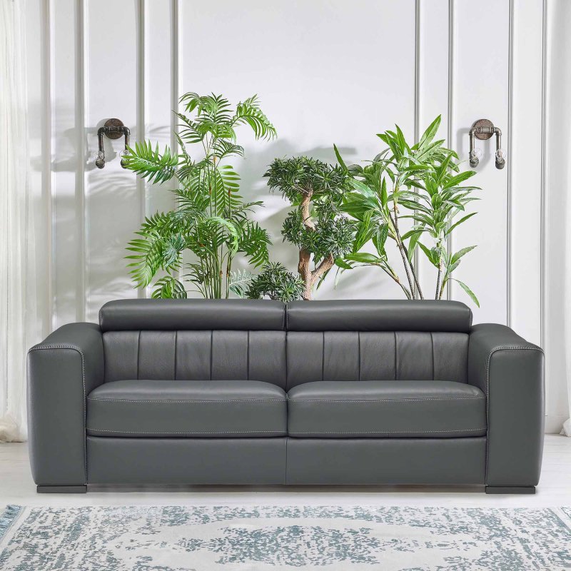 Natuzzi green outlet leather sofa