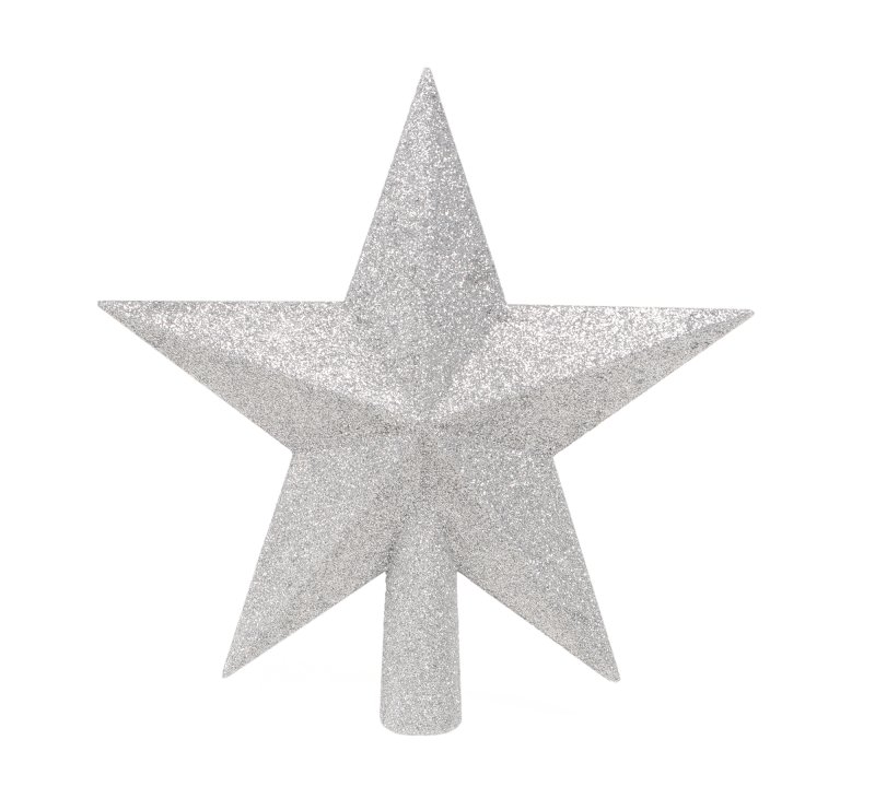 Shatterproof Christmas Tree Star With Glitter Silver 19cm