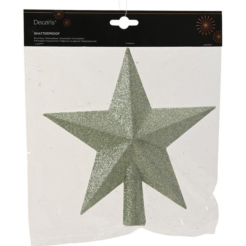 Shatterproof Christmas Tree Star With Glitter Matcha Green 19cm