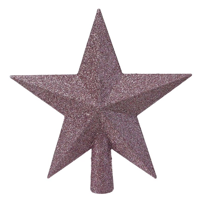 Shatterproof Christmas Tree Star With Glitter Vintage Pink 19cm 2
