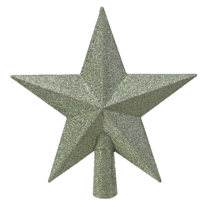Shatterproof Christmas Tree Star With Glitter Matcha Green 19cm 2