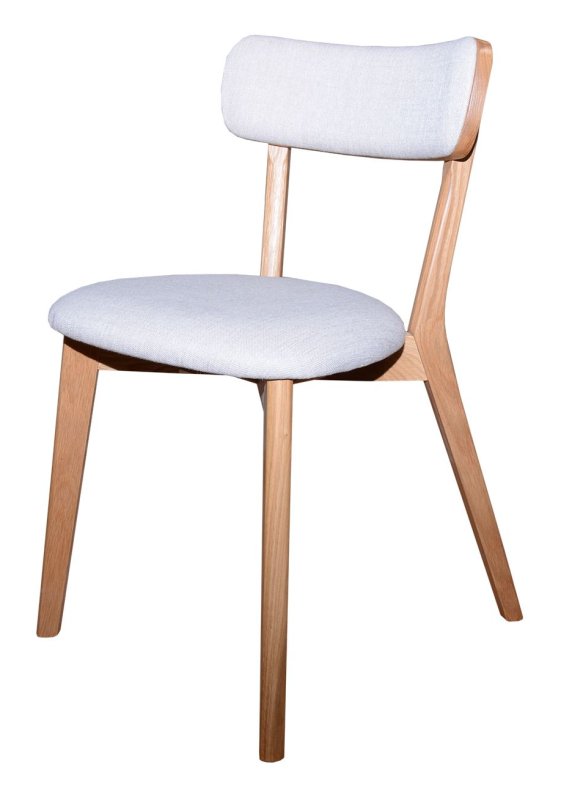 Bjorn Oak Dining Chair C/W Grey Fabric Seat Pad & Back