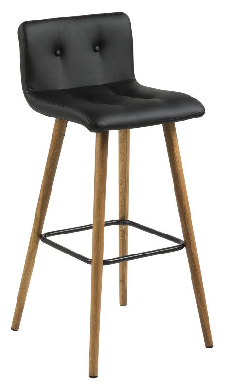 Frida High Bar Stool Faux Leather Black