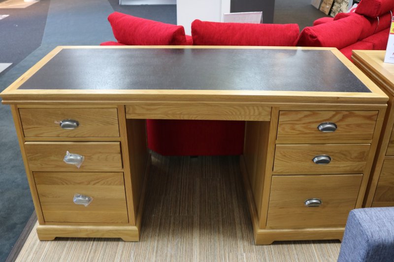 Prague Oak Office Double Pedestal Desk