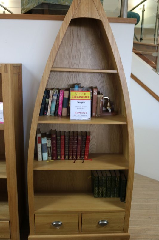 Prague Oak Office Boat Shaped Bookcase