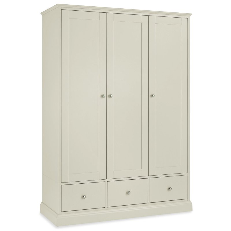 Julie 3 Door Wardrobe With 3 Storage Drawers Painted Grey