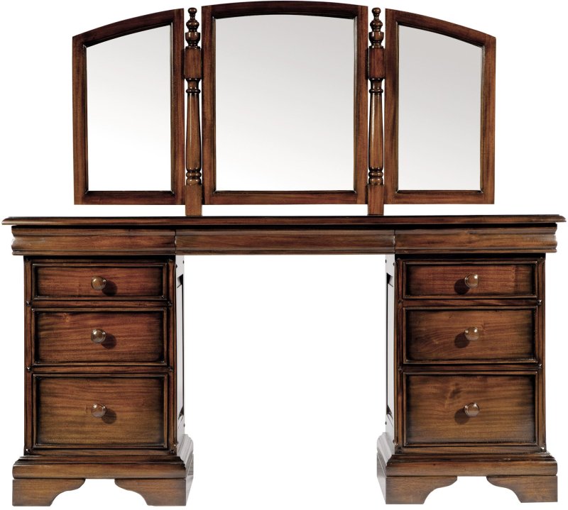Normandie Dressing Table With Vanity Mirror Mahogany