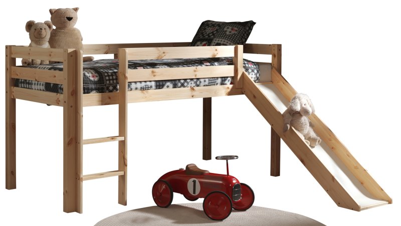 Vipack Pino Mid Sleeper Bed With Slide Pine Front