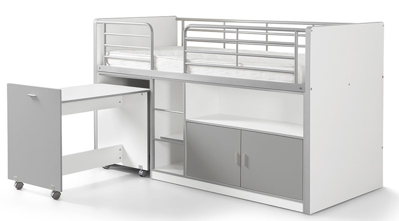 Vipack Bonny Mid Sleeper With Pull Out Desk Silver Front