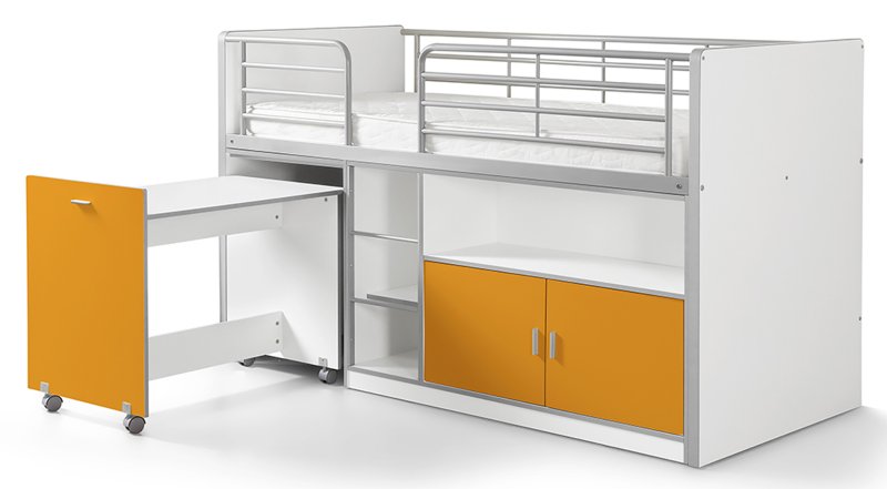 Vipack Bonny Mid Sleeper With Pull Out Desk Orange Front
